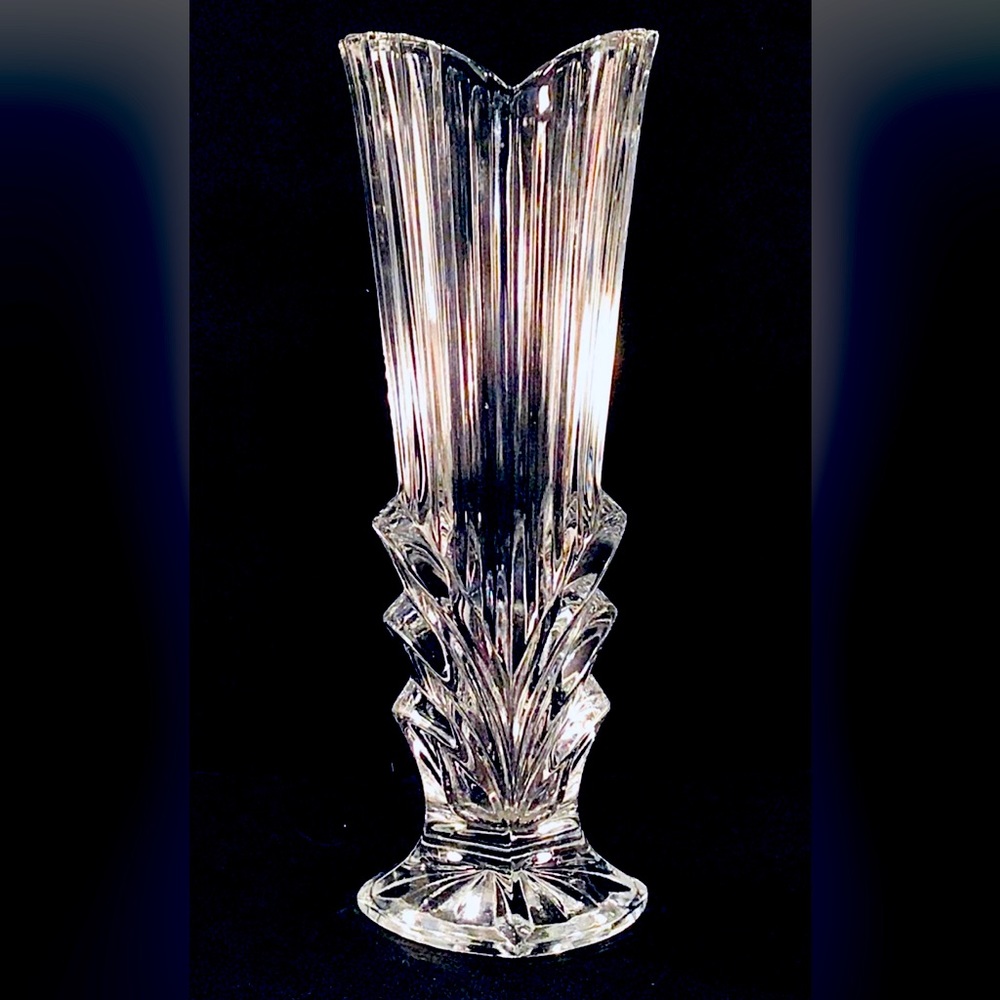 Vintage Art Deco Footed Lead Glass Crystal Vase